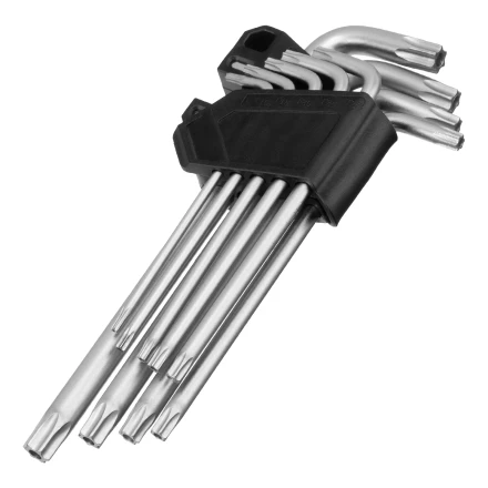 Набор ключей имбусовых Torx-Tempered, TT10-50, CrV, 9 шт., удлиненные Сибртех 123717 купить в Магнитогорске