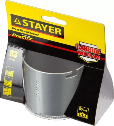 Коронка STAYER "PROFESSIONAL" кольцевая с карбидно-вольфрамовой крошкой, d=83мм 33345-83 купить в Магнитогорске