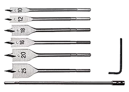 Набор сверл перовых по дереву 10-12-16-18-20-25 мм 6 шт удлинитель 300 мм MATRIX 70406 купить в Магнитогорске