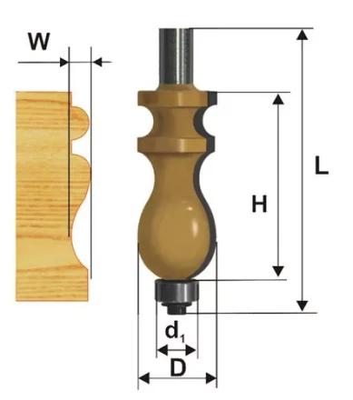 Фреза кромочная фигурная Ф222Х413 мм хвостовик 12 мм 46408 купить в Магнитогорске