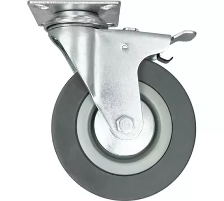 Аппаратное поворотное колесо с тормозом HITCH 50*18 резина серая SCgb25 (SZ084836) купить в Магнитогорске