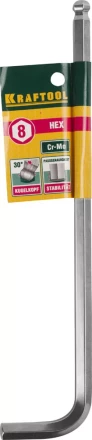 Ключ KRAFTOOL &quot;INDUSTRIE&quot; имбусовый, длинный c шариком, Cr-Mo, хромосатинированное покрытие, HEX 8 27437-8 купить в Магнитогорске