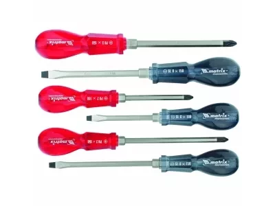 Набор ударных отверток 6штук PH1x75 PH2x100 PH3x150 SL5x75 SL6x100 SL8x150 CrV MATRIX 19113 купить в Магнитогорске