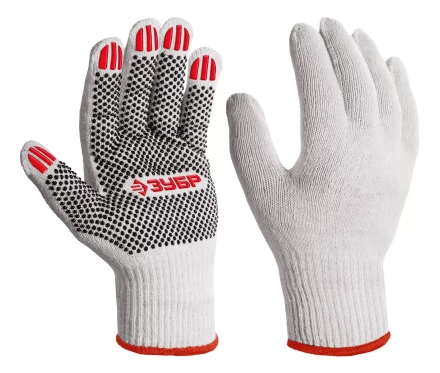 ЗУБР ОПТИМА, М (8), х/б перчатки с ПВХ покрытием (точка), 10 класс (11440-М) купить в Магнитогорске