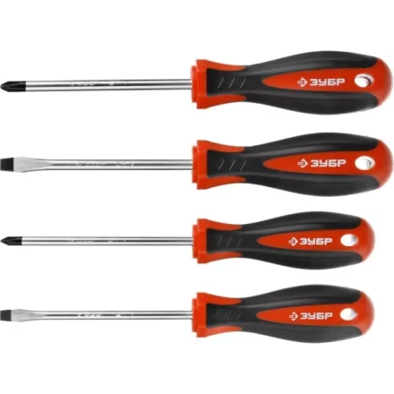 Набор ЗУБР &quot;МАСТЕР&quot;: Отвертки, Cr-v, эргономичная двухкомпонентная рукоятка, 4шт 25065-H4_z03 купить в Магнитогорске