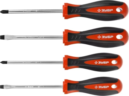 Набор ЗУБР &quot;МАСТЕР&quot;: Отвертки, Cr-v, эргономичная двухкомпонентная рукоятка, 4шт 25065-H4_z03 купить в Магнитогорске