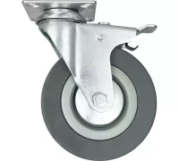 Аппаратное поворотное колесо с тормозом HITCH 75*20 резина серая SCgb93 (SZ084837)