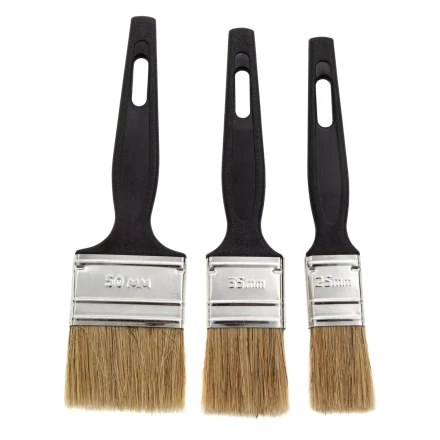 Набор кистей флейцевых 3 шт. (25 мм, 35 мм, 50 мм), натуральная щетина, пластиковая ручка Сибртех 82507 купить в Магнитогорске