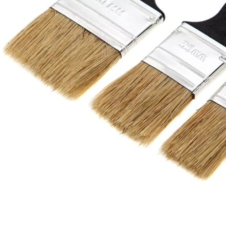 Набор кистей флейцевых 3 шт. (25 мм, 35 мм, 50 мм), натуральная щетина, пластиковая ручка Сибртех 82507 купить в Магнитогорске