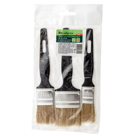 Набор кистей флейцевых 3 шт. (25 мм, 35 мм, 50 мм), натуральная щетина, пластиковая ручка Сибртех 82507 купить в Магнитогорске