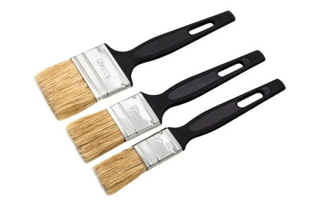 Набор кистей флейцевых 3 шт. (25 мм, 35 мм, 50 мм), натуральная щетина, пластиковая ручка Сибртех 82507 купить в Магнитогорске
