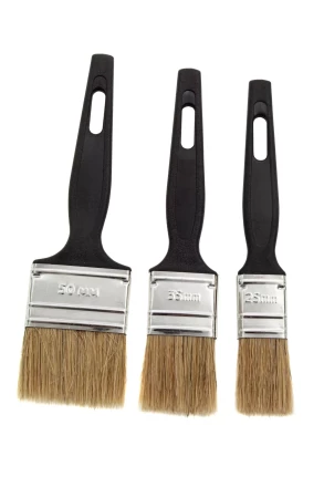 Набор кистей флейцевых 3 шт. (25 мм, 35 мм, 50 мм), натуральная щетина, пластиковая ручка Сибртех 82507 купить в Магнитогорске
