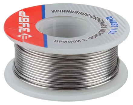 Припой ЗУБР оловянно-свинцовый, 30% Sn / 70% Pb, 100гр 55422-100 купить в Магнитогорске