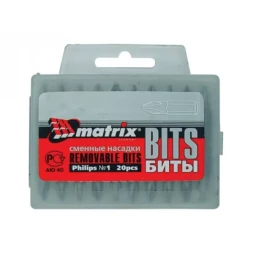 Набор бит Ph2 x 25 мм, сталь 45Х, 20 шт., в пласт. боксе MATRIX 11352