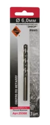 Сверло для металла Р6М5 Ф6,0 мм блистер Энкор 25360