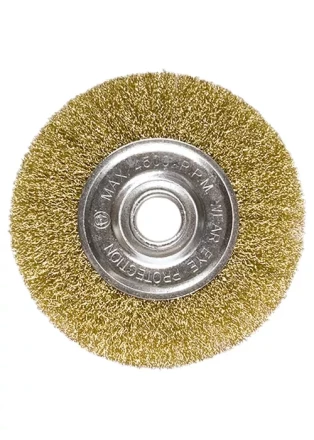 Щетка для УШМ, 200 мм, посадка 22,2 мм, плоская, латунированная витая проволока MATRIX 74668 купить в Магнитогорске