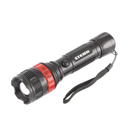 Фонарь бытовой пластик 3W LED ремешок зум 3 режима 100% - 50% - стробоскоп 3хААА Stern 90572 купить в Магнитогорске