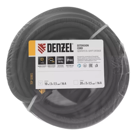 Удлинитель-шнур силовой Denzel Top Series, КГТТ, 10м, 1 розетка, 3 x 1,5 мм, 3 м 37419 купить в Магнитогорске
