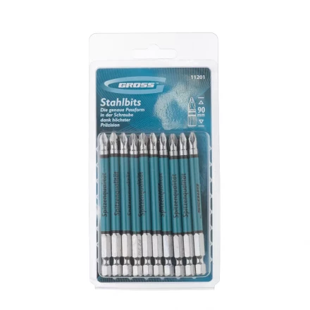 Набор бит Pz2 х90, сталь S2, 10шт GROSS 11201 купить в Магнитогорске