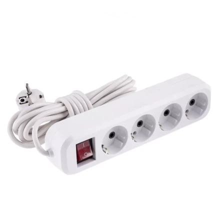 Удлинитель бытовой с заземлением и выключателем 5 м 4 розетки 10 A серия УХз10 Denzel 95978 купить в Магнитогорске