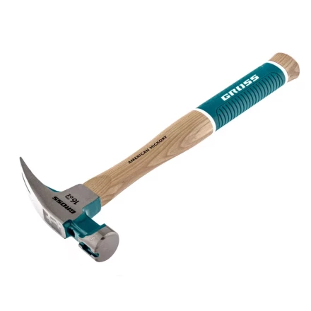 Молоток-гвоздодер с магнитом GROSS AMERICAN HICKORY 450 г угол 45 обрезиненная рукоятка 10415 купить в Магнитогорске