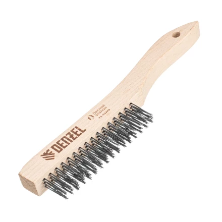 Щетка зачистная 3-х рядная, прямая проволока из нержавеющей стали с деревянной ручкой, EFP// Denzel 74843 купить в Магнитогорске