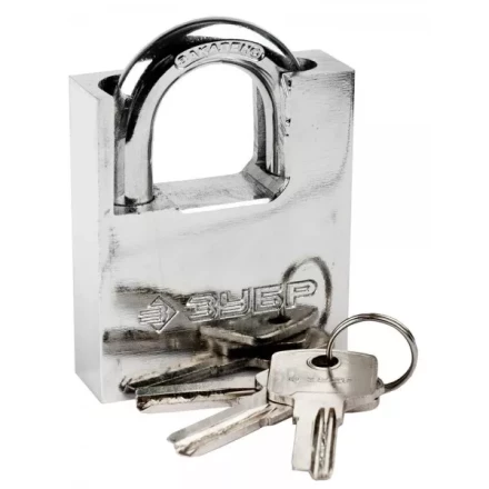 Замок ЗУБР "ЭКСПЕРТ" навесной, стальной корпус, закаленная дужка, с дополнительной защитой, 60мм 37223-60 купить в Магнитогорске