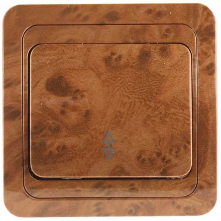 Выключатель СВЕТОЗАР &quot;ГАММА&quot; проходной, одноклавишный, цвет орех, 10A/~250B SV-54137-N купить в Магнитогорске