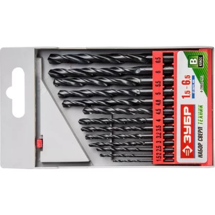 Набор ЗУБР &quot;ТЕХНИК&quot;: Свёрла по металлу парооксидированных, быстрорежущая сталь, 1,5-6,5мм, 13шт 4-29605-H13 купить в Магнитогорске