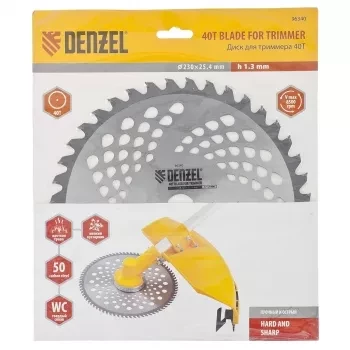 Диск для триммера 230 х 25,4 толщина 1,3 мм 40 зубьев DENZEL 96340 купить в Магнитогорске