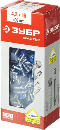 Саморезы ЗУБР с прессшайбой и сверлом по листовому металлу до 2мм, окрашенные в RAL-5005, PH2, 4,2х16мм, 500шт 300211-42-016-5005 купить в Магнитогорске