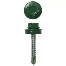 Саморезы ЗУБР &quot;ПРОФЕССИОНАЛ&quot; окраш., RAL 6002 зелен. лист, для крепл. кров. матер. к дерев. обреш., 4.8x29мм, 400шт 4-300315-48-029-6002