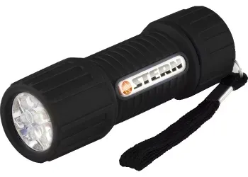 Фонарик светодиодный, чёрный корпус с мягким покрытие, 9Led, 3хААА, Stern 90510 купить в Магнитогорске