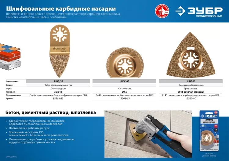 ЗУБР ШВД-35 UniLock, 35 мм, OIS-хвост., двусторонняя, насадка дельтовидная шлифовальная, Профессионал (15563-35) купить в Магнитогорске