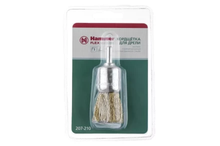 Кордщетка HAMMER кисть 25мм для дрели гофрированная латунированная сталь (207-210) купить в Магнитогорске