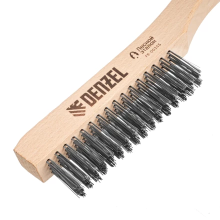 Щетка зачистная 4-х рядная, прямая проволока из нержавеющей стали с деревянной ручкой, EFP// Denzel 74844 купить в Магнитогорске