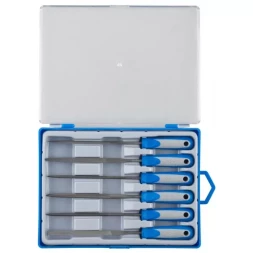 Набор ЗУБР "ЭКСПЕРТ" Надфили, двухкомпонентная ручка, насечка 2=бархатная, 100мм, 6шт 16020-2-H6