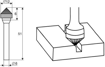 Борфреза Коническая 90 градусов K 6х12 Энкор 21716 купить в Магнитогорске