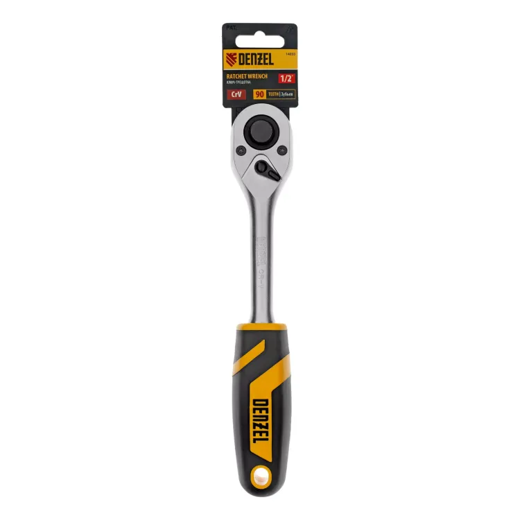 Ключ-трещотка 1/2" Denzel 14033, 90 зубьев, с быстрым сбросом, CrV купить в Магнитогорске