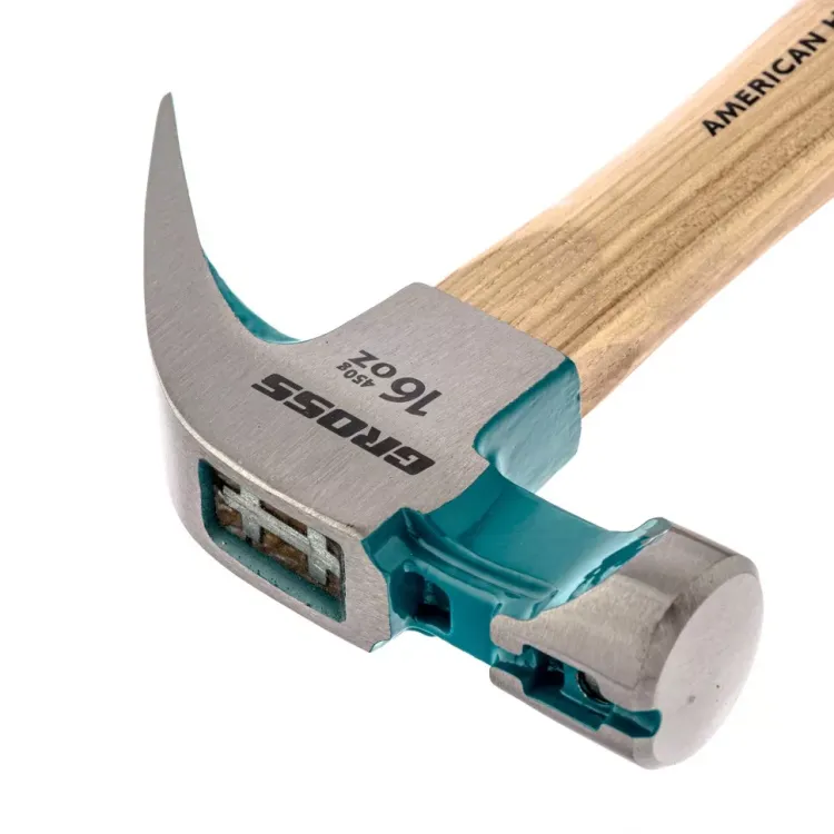 Молоток-гвоздодер с магнитом GROSS AMERICAN HICKORY 450 г угол 75 обрезиненная рукоятка 10418 купить в Магнитогорске
