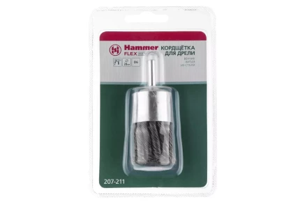 Кордщетка HAMMER кисть 28мм для дрели витая сталь (207-211) купить в Магнитогорске