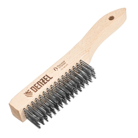 Щетка зачистная 5-и рядная, прямая проволока из нержавеющей стали с деревянной ручкой, EFP// Denzel 74845 купить в Магнитогорске