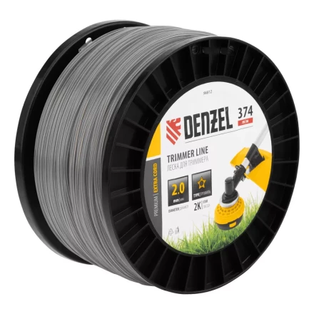 Леска для триммера двухкомпонентная звезда, 2,0мм х 374м, на DIN катушке EXTRA CORD// Denzel 96812 купить в Магнитогорске