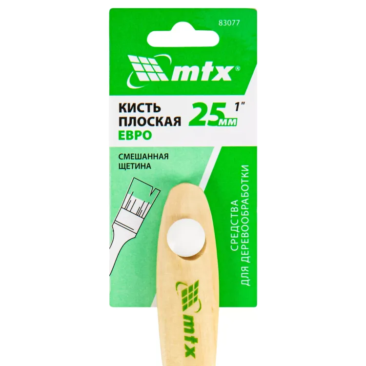 Кисть плоская "Евро" 1", смешанная щетина, деревянная ручка MTX 83077 купить в Магнитогорске