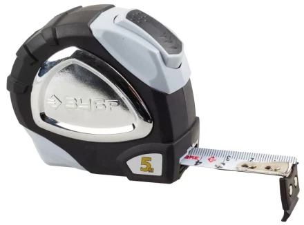 Рулетка ЗУБР &quot;ЭКСПЕРТ&quot; &quot;ПРЕМИУМ&quot;, двухкомпонентный корпус, автостоп, полотно с нейлоновым напылением, 5 м / 19 мм 34050-05-19_z01 купить в Магнитогорске