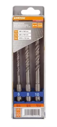 Набор буров SDS-plus S4 3 штуки Кратон 1 02 01 004