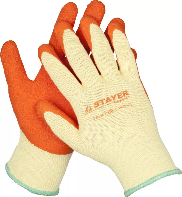 Перчатки STAYER "EXPERT"  рабочие с рельефным латексным покрытием, 10 класс, S-M 11407-S купить в Магнитогорске