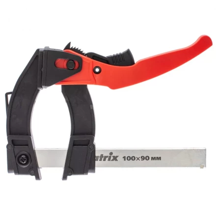 Струбцина реечная быстрозажимная пластиковый корпус рычажно-храповой механизм 100 х 90 х 195 мм штанга 5 х 20 мм Matrix 20734 купить в Магнитогорске