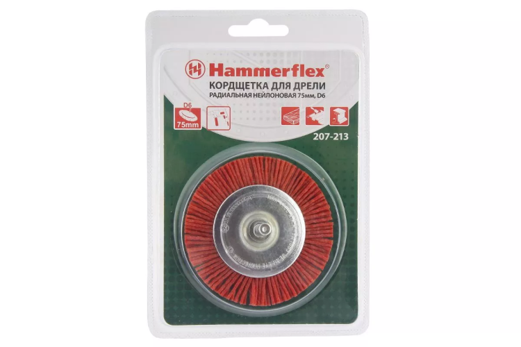 Кордщетка HAMMER плоская 75мм для дрели нейлон (207-213) купить в Магнитогорске