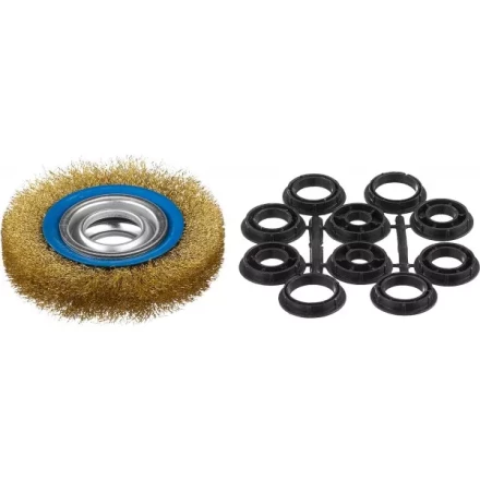 ЗУБР &quot;ПРОФЕССИОНАЛ&quot;. Щетка дисковая для точильно-шлифовального станка, витая стальная латунирован проволока 0,3мм, 125х32мм 35186-125_z01 купить в Магнитогорске